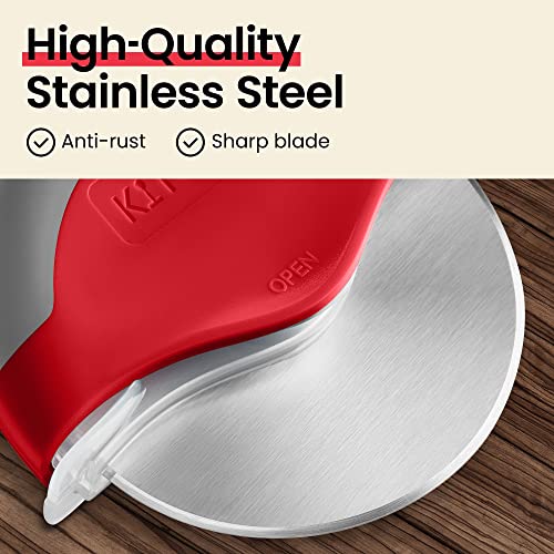Pizza Cutter Wheel with Protective Blade Cover (Red)