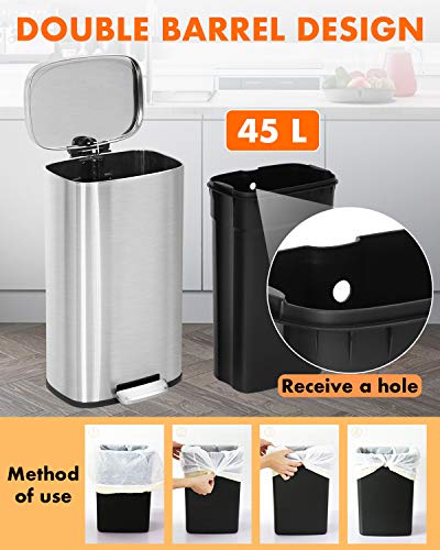 8 Gallon Trash Can with Lid (Stainless Steel / 8G)