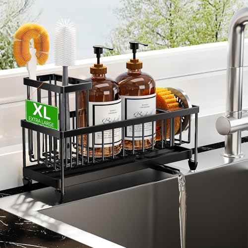 Sponge Holder for Kitchen Sink (Black - 10.62″)