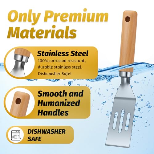 5 Pcs Mini Spatula Set for Desserts Brownies (Slotted / Wooden)