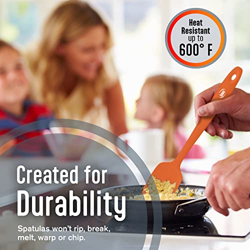 Silicone Spatula Set (4 Pcs + Tongs Orange)