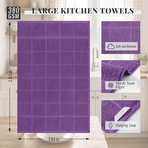100% Cotton Kitchen Towels 18"x28" (Purple / 18 x 28 - 6 Pack)