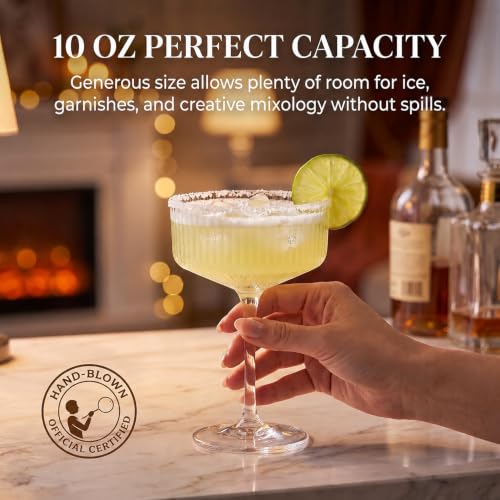 4 Pcs Ribbed Coupe Glasses (10 oz)