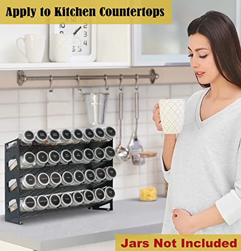 4 Tier Countertop Spice Rack Organizer for Kitchen Cabinet Pantry or Wall Mount (4 Tier Without Jars)