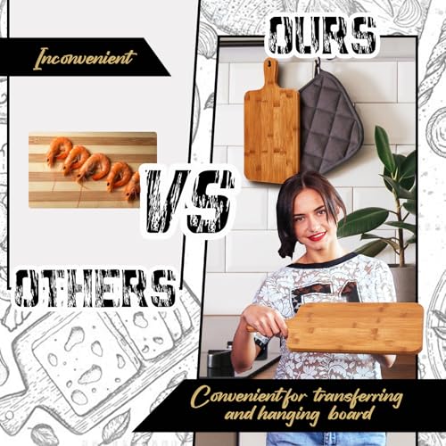 10 Pcs Cutting Boards with Handle (15.7"L x 7.8"W / Carbonized Bamboo)