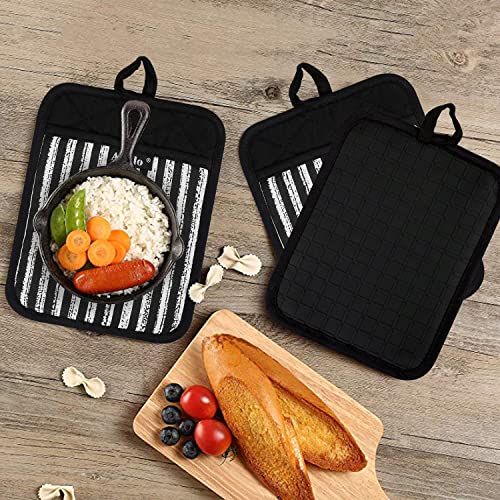 Silicone Pot Holders Set of 3 Heat Resistant & Non Slip Potholders (Black)