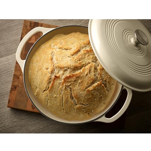 Enameled Cast Iron Round Dutch Oven (White)