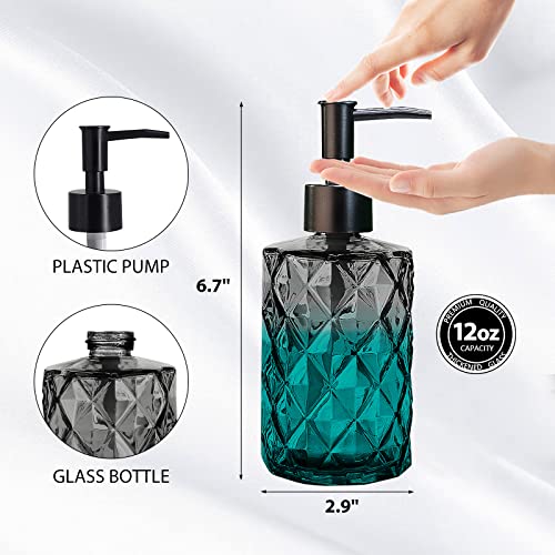 11oz Glass Soap Dispenser with Plastic Pump (Diamond Black & Diamond Clear)