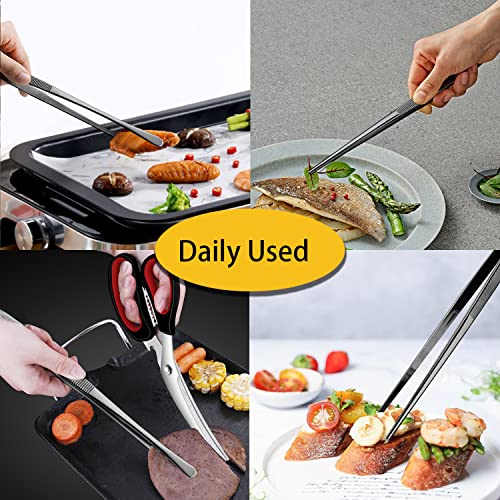 2 Pcs 12 Inch Food Tweezer Tongs (12+12 Inch / Black)