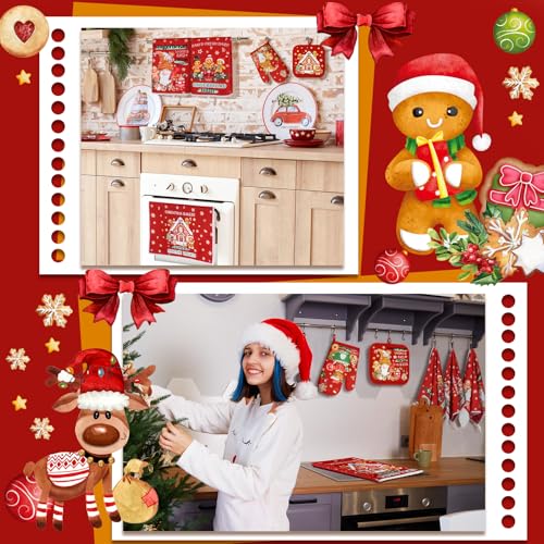 12 Pcs Christmas Kitchen Accessories Set Gingerbread Style (Red Gingerbread Man)