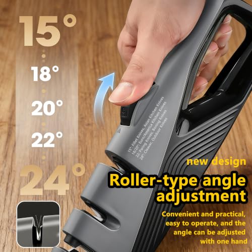 5 Adjustable Knife Sharpener for Straight & Serrated Knives (Gray)