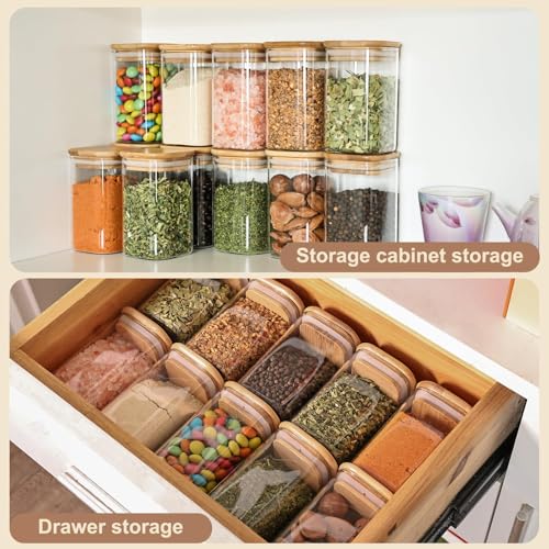 6oz Glass Spice Jars with Bamboo Lid and Label (12pack Glass Spice Jars)