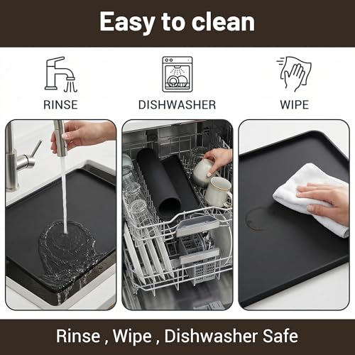 Silicone Coffee Mat for Countertop (Black / 24" x 16")