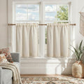 Boho Kitchen Cafe Curtains 25x24 Inch (Light Beige / 25"W x 24"L (Pack of 2))