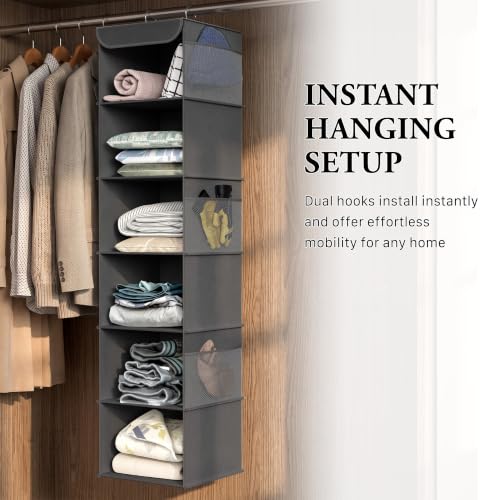 6 Shelf Hanging Closet Organizer (6 Shelf / Dark Gray)