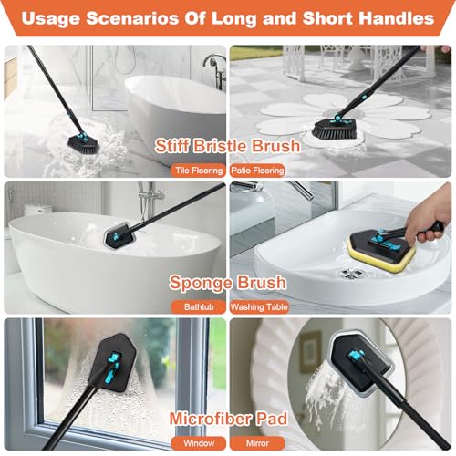 Long Handled Scrub Brush for Shower (Black)