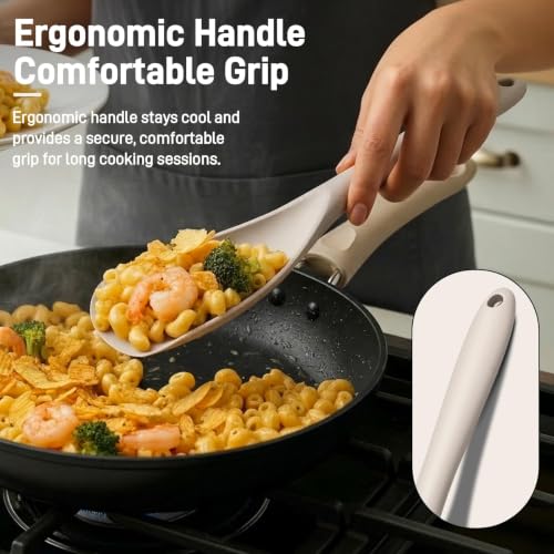 3 PACK Silicone Cooking Spatula & Spoon for Nonstick Cookware (Khaki, Sky Blue, Light Green)