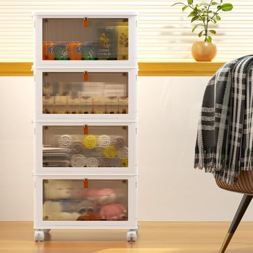 4 Tier Plastic Storage Bins with Lid 23QT (White / 4-Tier 23QT)