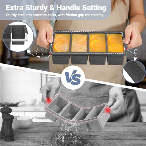 Silicone Freezer Trays with Lid for Soup (Dark Gray)