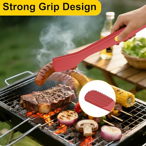 Silicone Kitchen Tongs for Cooking (Red)