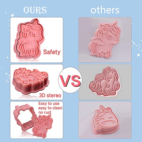 8 Piece Unicorn Cookie Cutters With Plunger Stamps Set (Unicorn Cookie Cutter with Plunger Stamps)