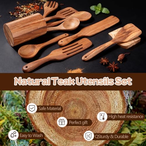 Wooden Spoons for Cooking (10 Piece Natural Wood Color)