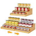 Expandable Bamboo Can Rack Organizer for Pantry (12.4"-24"W × 10.8"D × 4.5"H / Bamboo)