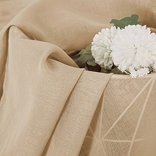 Sheer Tier Curtains Kitchen Linen Textured Half Curtain Sheers Light Filtering Rod Pocket Voile Bathroom Short Curtains for Farmhouse (25"W x 30"L (Pack of 2) / Beige)