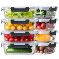 8 Pack 36oz Large Glass Meal Prep Containers with Leak Proof Snap (Black / 8 Pack 36oz)
