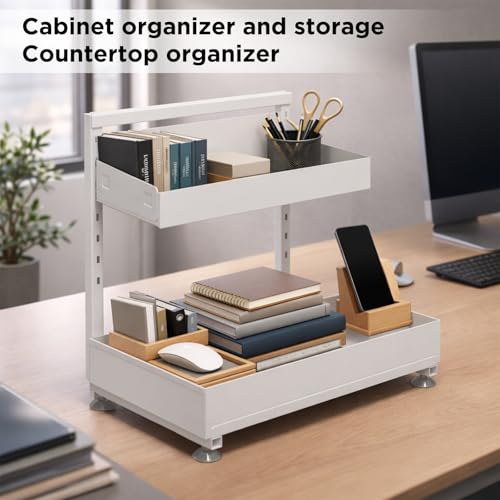 Under Sink Organizer Bathroom Kitchen (cream white)