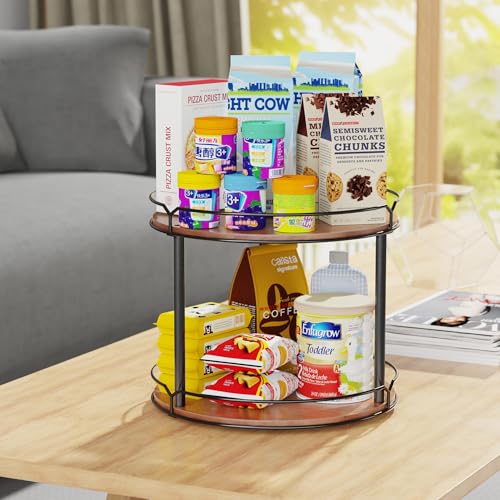 12.4" Lazy Susan Organizer 2 Tier (Brown-12.4")