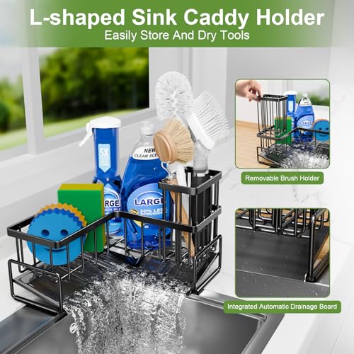 Large Sponge Holder for Kitchen Sink (Black)