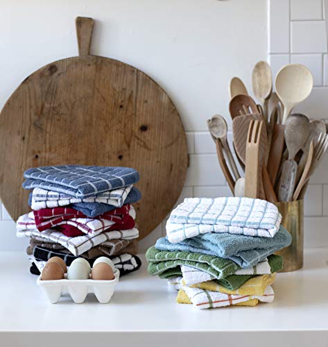 Premium 100% Cotton Terry Check Kitchen Dish Towels (Dew / 3-Pack - Kitchen Towel)