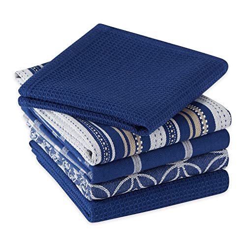 Assorted Woven Kitchen Set (Nautical Blue / Dishtowel, 18x28"; Dishcloth, 13x13")