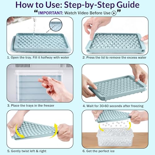 0.55in Pebble Ice Tray (Blue (104 Grid, 0.55in) / 4 Pack Set)