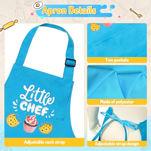 R HORSE Adult Kid Apron and Chef Hat Set (Blue)