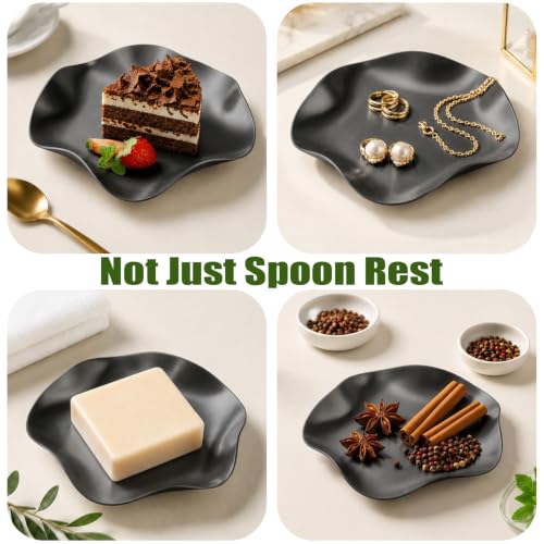 Stainless Steel Spoon Rest (1.Flower-Black)
