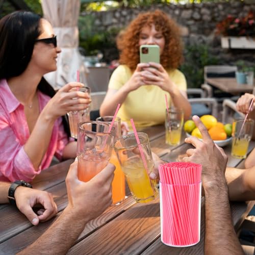 500 Pcs Neon Pink Coffee Stir Sticks Set Acrylic Stir Stick Holder Coffee Stirrers Holder Cocktail Straws Bar Straws Drink Stirrers for Coffee Bar Cocktail Tea Juice Party Supplies Restaurant Decor (Neon Pink / 500 Pcs)