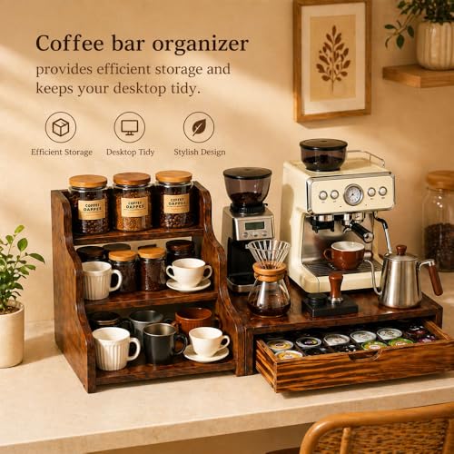 Wooden K Cup Coffee Station Organizer