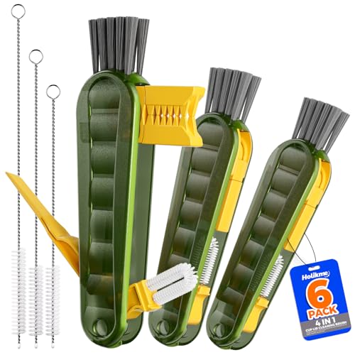 6 Pack 4 in 1 Cup Lid Cleaning Brush 3 Straws Bottle Brush (Olive)