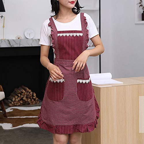 Princess Apron for Women with Pockets (Red)