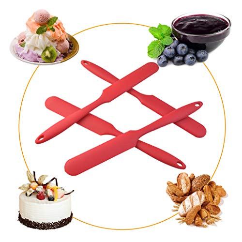4pcs Silicone Spatula Set Heat Resistant Cake Cream Butter Spatulas Mixing Batter Scraper Non (Red)