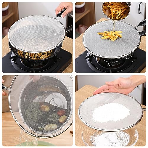 Splatter Screen for Frying Pan 13" 11.5" 9.8" Stainless Steel (Black)