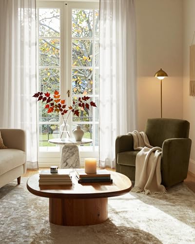 Semi Sheer Linen Curtains for Bedroom (52"W x 84"L (Pack of 2) / Natural)