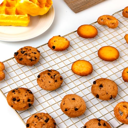 2PCS Cooling Rack for Cooking and Baking (Gold / 16"x10"-2PC)