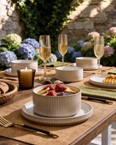 Ceramic Dinnerware Sets for 4 (Cappuccino White)