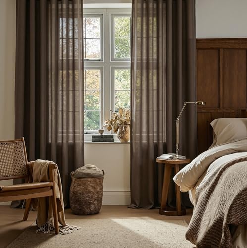 Dark Brown Curtains for Beroom Liivng Room 84 Inch Length 2 Panels Set (50"W x 84"L (Pack of 2) / Dark Brown)