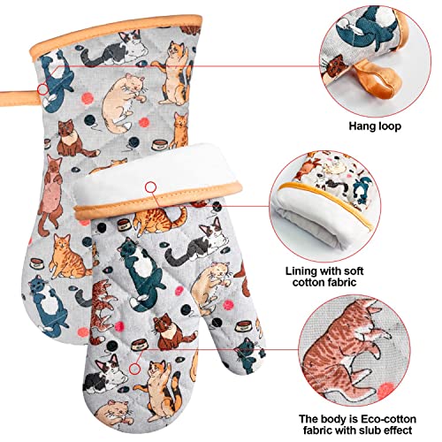 Oven Mitts and Pot Holders with Chef Apron (Cat)