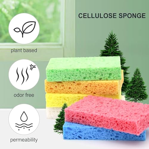 6 Pack White Cellulose Scrub Sponges Non (White / 6 Count (Pack of 1))