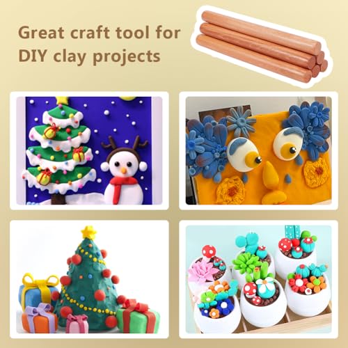 10Pcs 11.8 Inch Classic Wood Rolling Pins Clay Rolling Pins (11.8 inch)